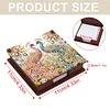 Wooden DIY Red Blue Peacock Diamond Painting Kit Note Box with 160 Papers Gifts