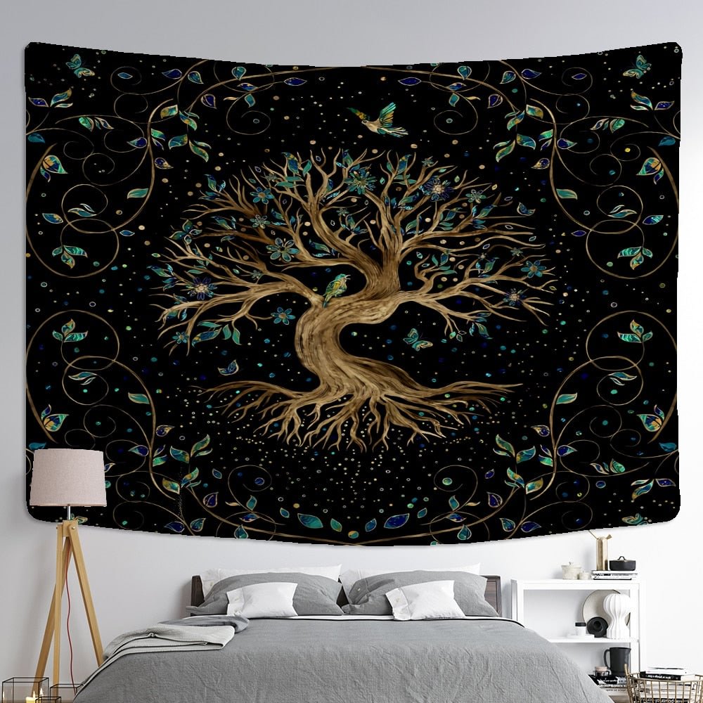 Tree of Life Art Tapestry Wall Hanging Bohemian Yoga Mat Large Size Sheets Psychedelic Witchcraft Hippie Home Decor