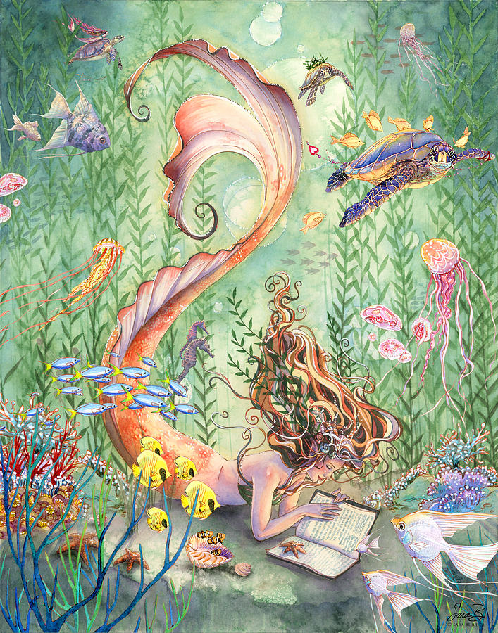 Fantasy Aquatic Animals And Mermaid 30*50CM(Canvas) Full Round Drill Diamond Painting gbfke