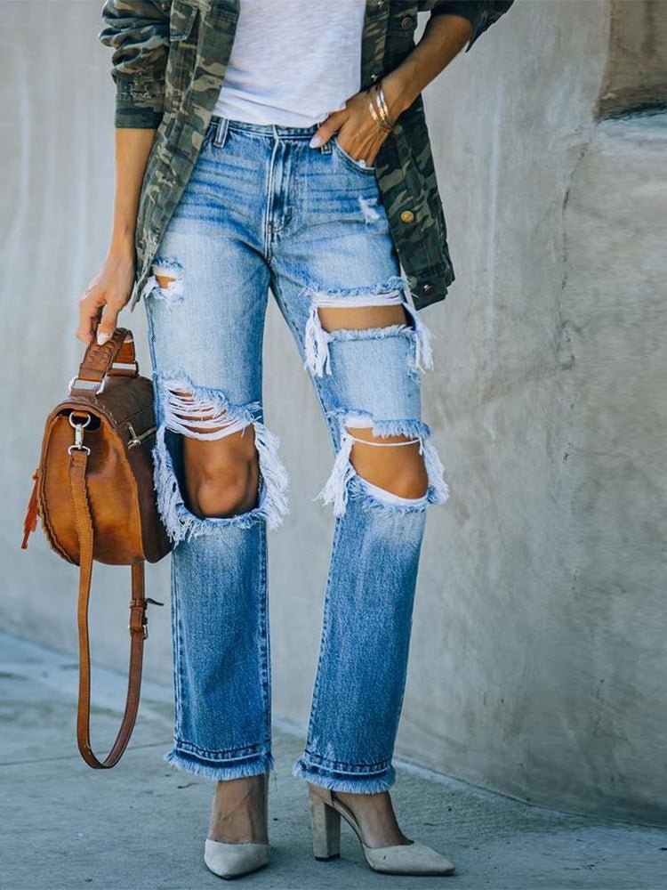 Women's Jeans Casual Pocket Ripped Jeans