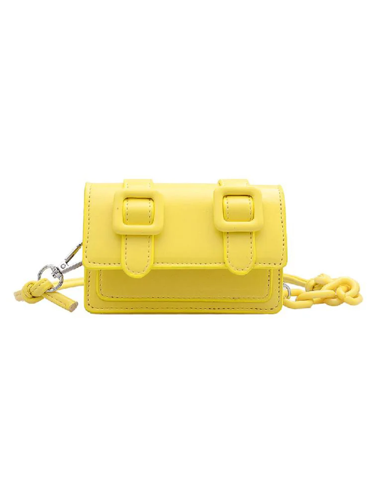 Mini Shoulder Bags Candy Color Purse Women PU Crossbody Handbag (Yellow)