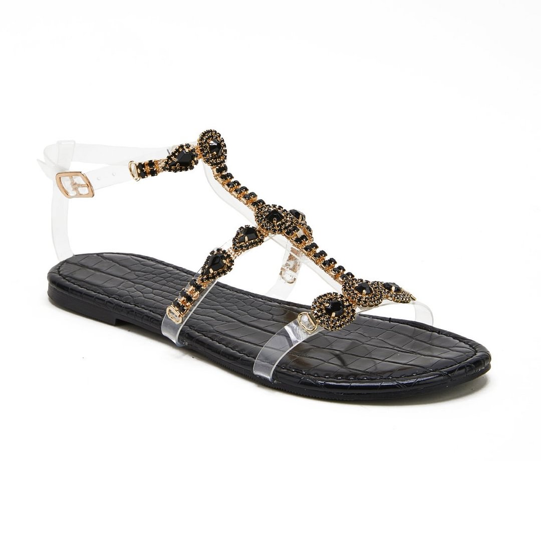 womens clear flat sandals