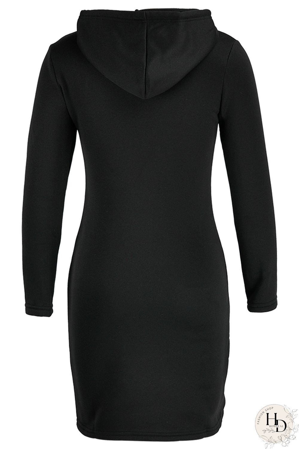 Black Fashion Casual Solid Patchwork Hooded Collar Long Sleeve Dresses