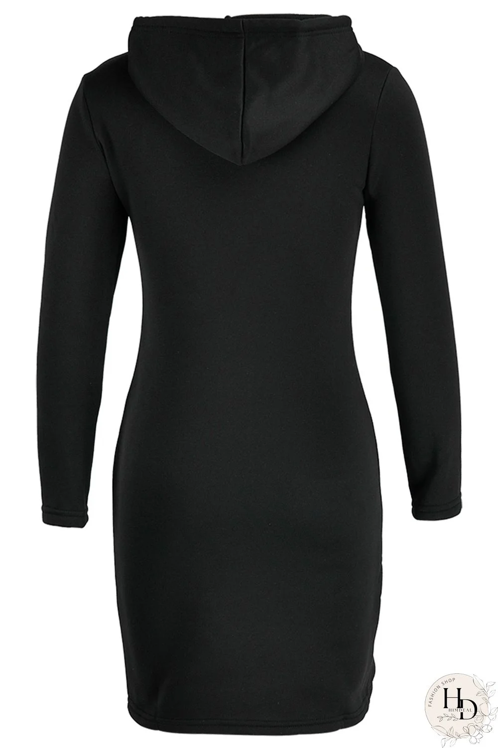 Black Fashion Casual Solid Patchwork Hooded Collar Long Sleeve Dresses