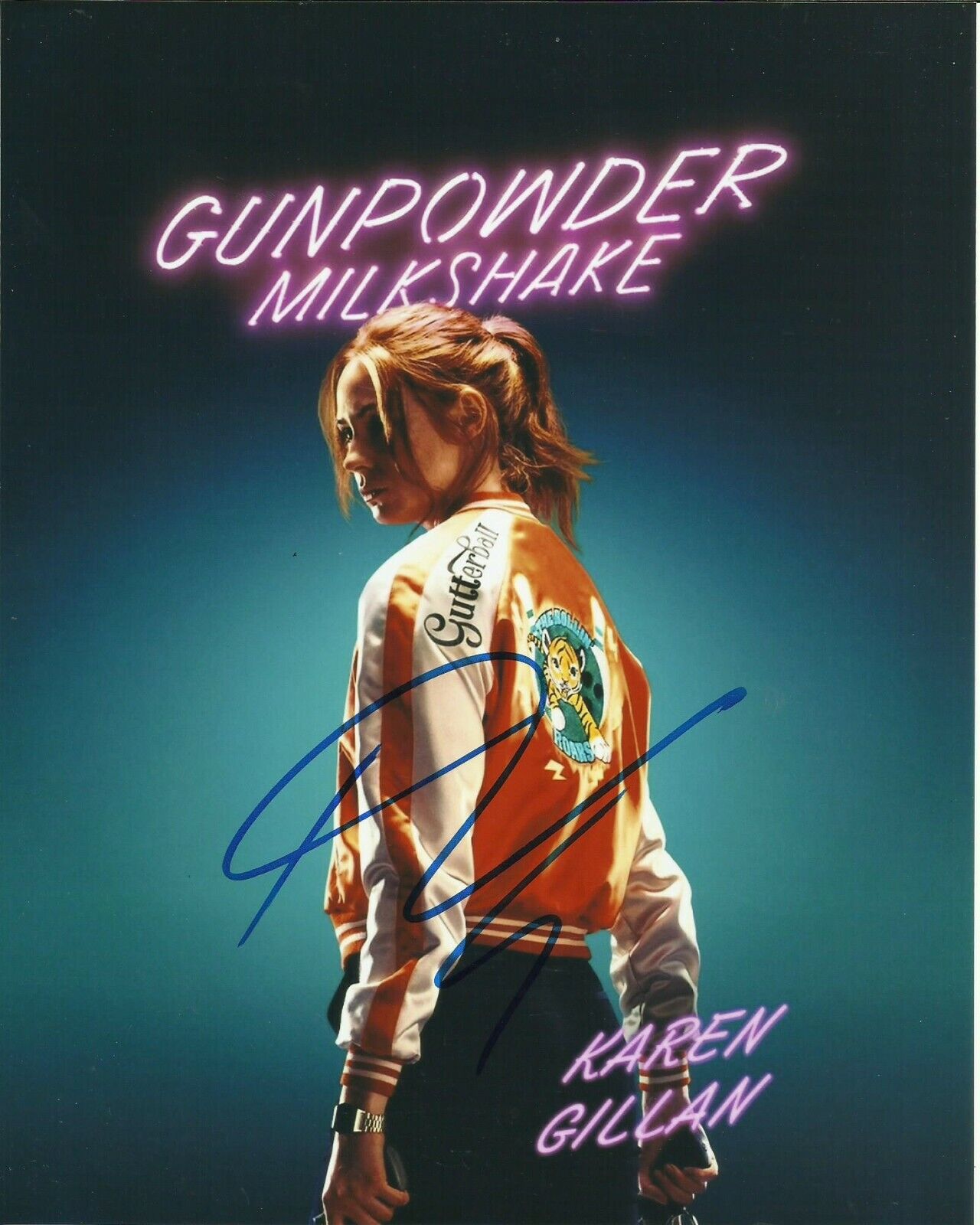 KAREN GILLAN SIGNED SEXY GUNPOWDER MILKSHAKE Photo Poster painting UACC REG 242