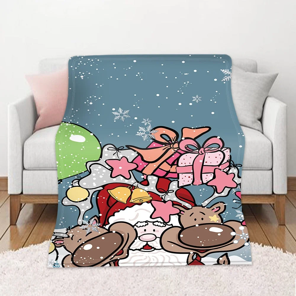 Christmas Blanket Winter Warm Decorative Sofa Living Room Rest Bed To Sleep Flannel Printed Pattern Home Blanket