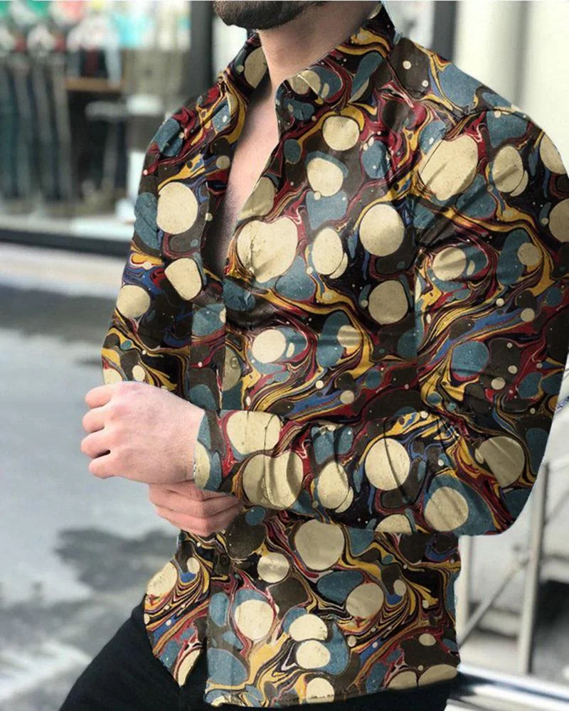 Men's Casual Printed Long-Sleeved Shirt12