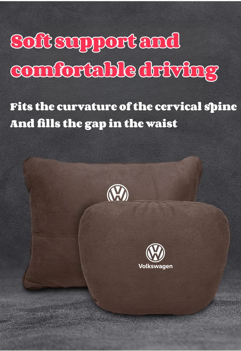Brand new upgraded suede car headrest lumbar support neck pillow