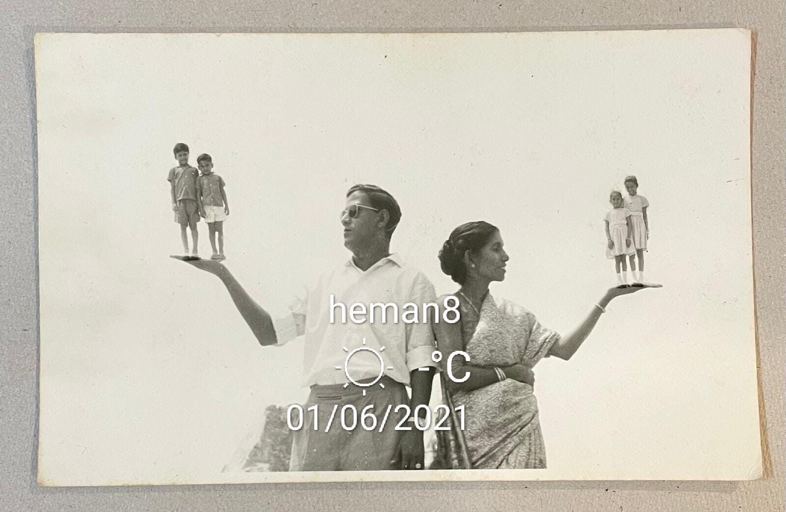 Vintage Indian Family man woman female boys & girls weird Photo Poster painting