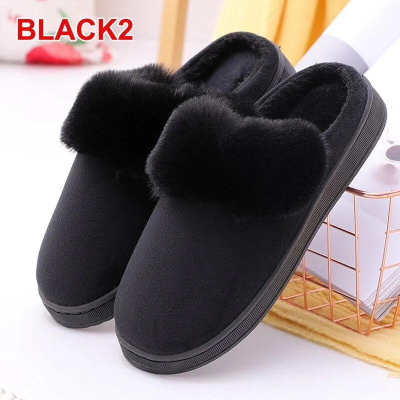 Women Shoes Rabbit Ear Floor Indoor Cotton Slippers Autumn Winter Warm Fur Slippers Women Non-Slip Platform Shoes Home Shoes