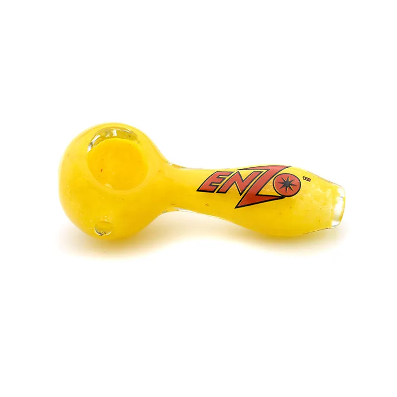 4" Glass yellow spoon pipe tobacco pipe with logo