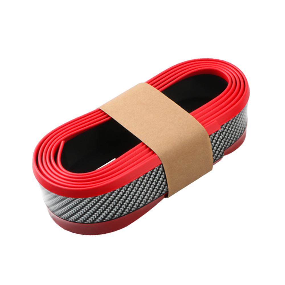 

2.5m Rubber Car Auto Front Bumper Protector Lip 3D Carbon Fiber Look (Red), 501 Original