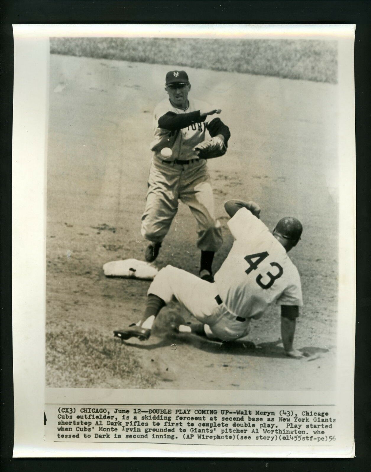 Al Dark & Walt Moryn 1956 Press Photo Poster painting New York Giants Chicago Cubs