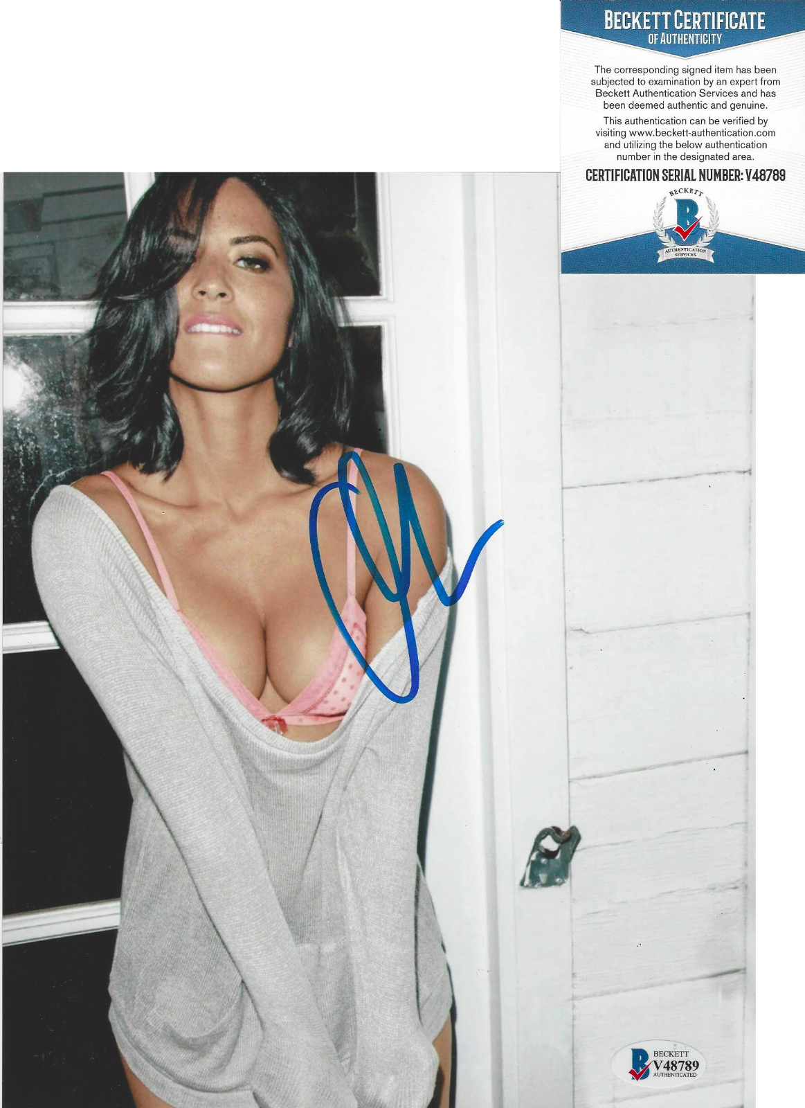 OLIVIA MUNN SIGNED AUTHENTIC SEXY 8x10 Photo Poster painting X-MEN ACTRESS 1 BECKETT COA BAS