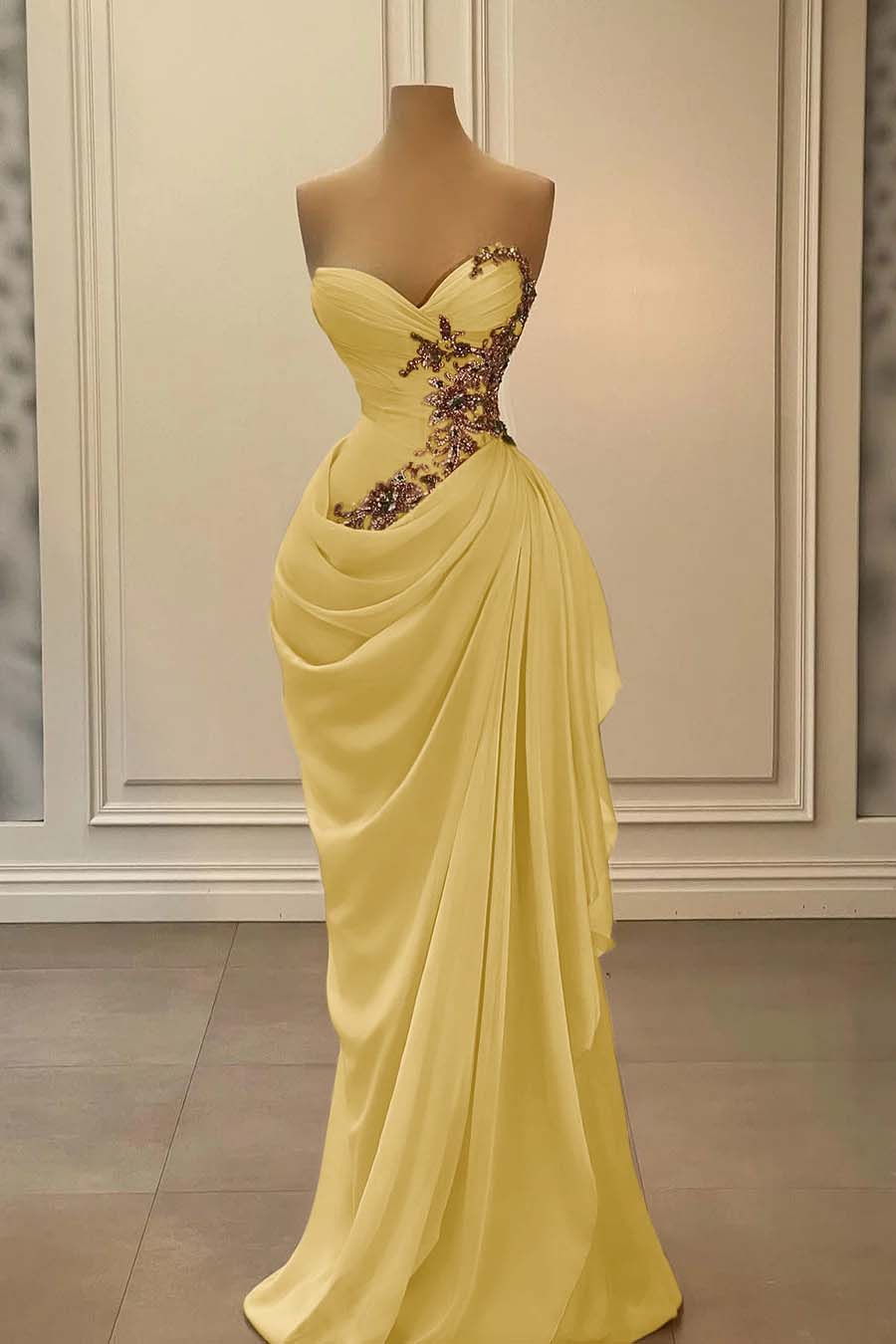 Hidais Strapless Sleeveless Long Mermaid Prom Dress With Appliques 
