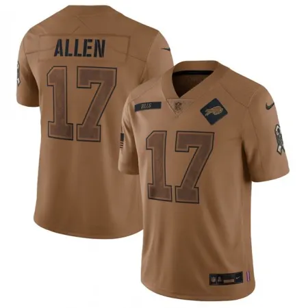Men's Buffalo Bills #17 Josh Allen 2023 Brown Salute To Service Limited Stitched Jersey
