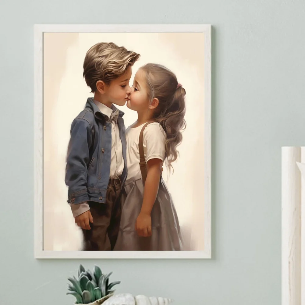 Diamond Painting - Full Round Drill - Kid Sweet Couple(Canvas|30*40cm)