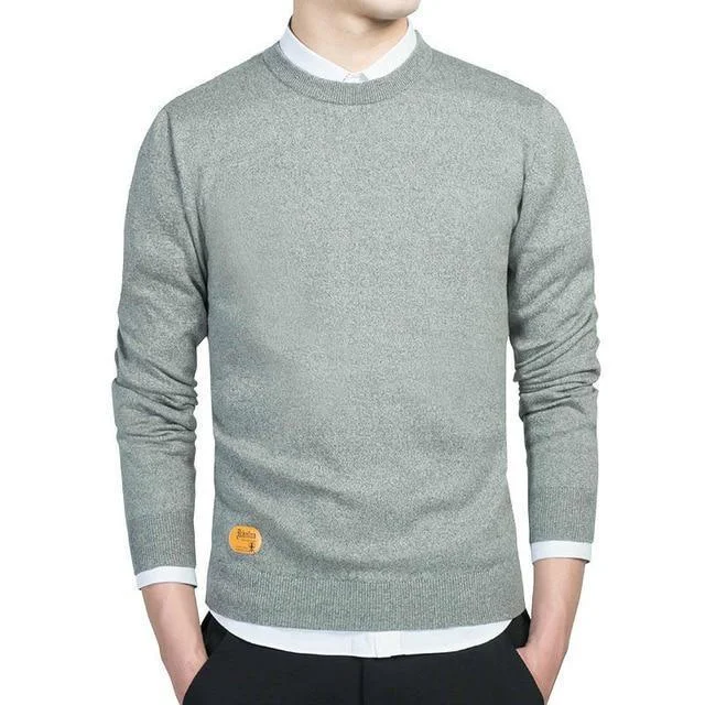 Men Cotton Pullovers O-Neck Jumper Thin Solid Knitting Sweaters Top