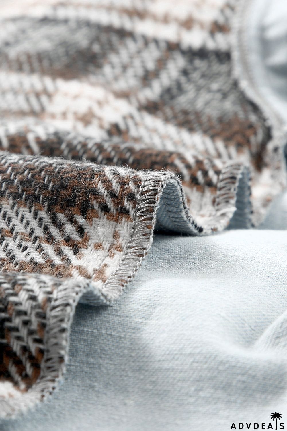 Plaid Patchwork Raw Hem Denim Jacket