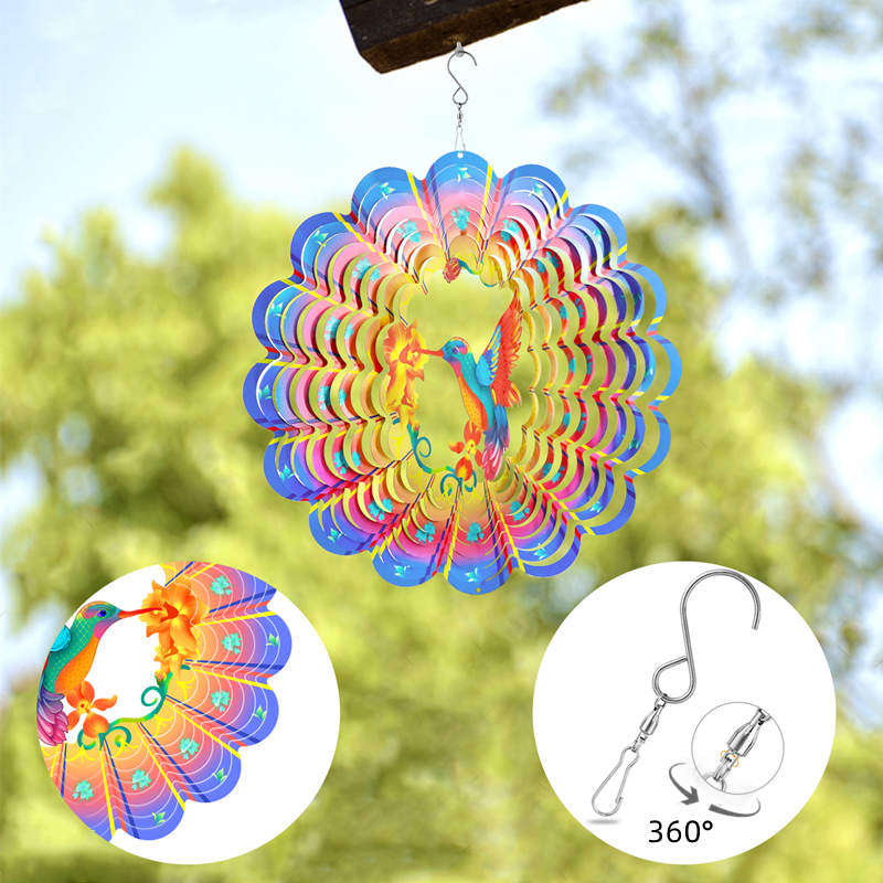 Tegooe Hummingbird 3D Metal Wind Spinner for Garden Patio Decor Tegooe