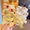 Cute Flower Gauze Plaid Bowknot Hair Bands for Kids