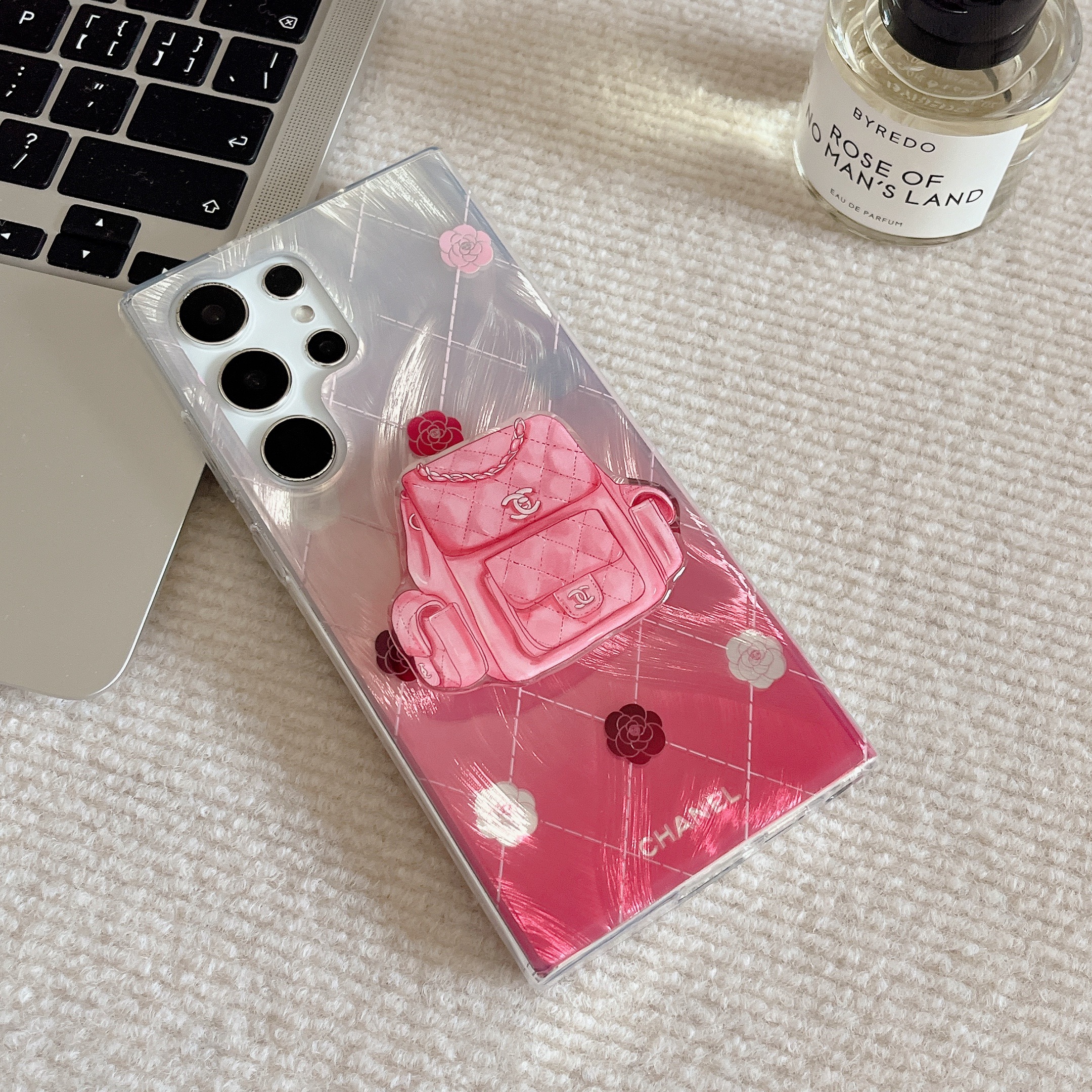 Chanel Luxury Monogram Logo Airbag Stand Samsung Galaxy S Series Phone Case