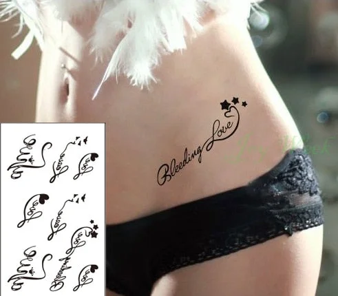 Waterproof Temporary Tattoo Sticker sexy waist English letters bleeding love tatto flash tatoo fake Art tattoos for girl women 4
