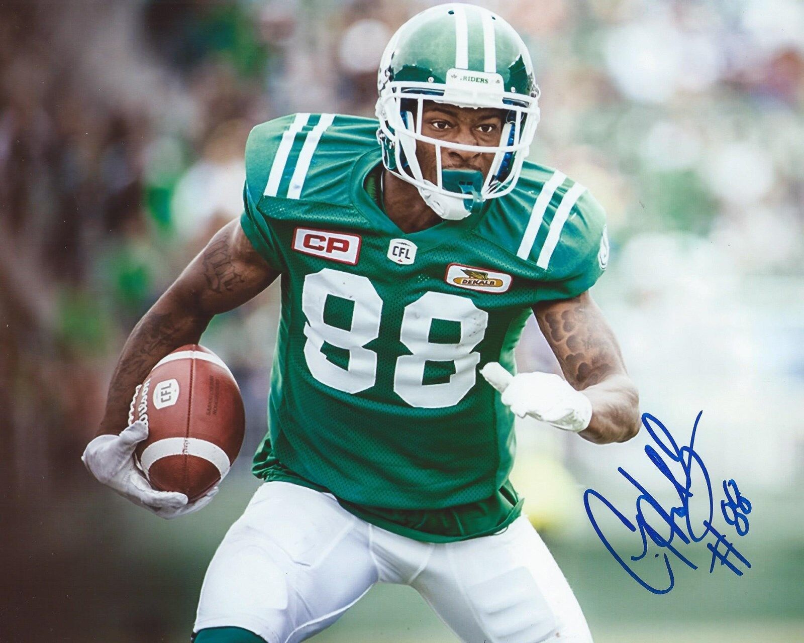 Caleb Holley Signed 8x10 Photo Poster painting Saskatchewan Roughriders Autographed COA