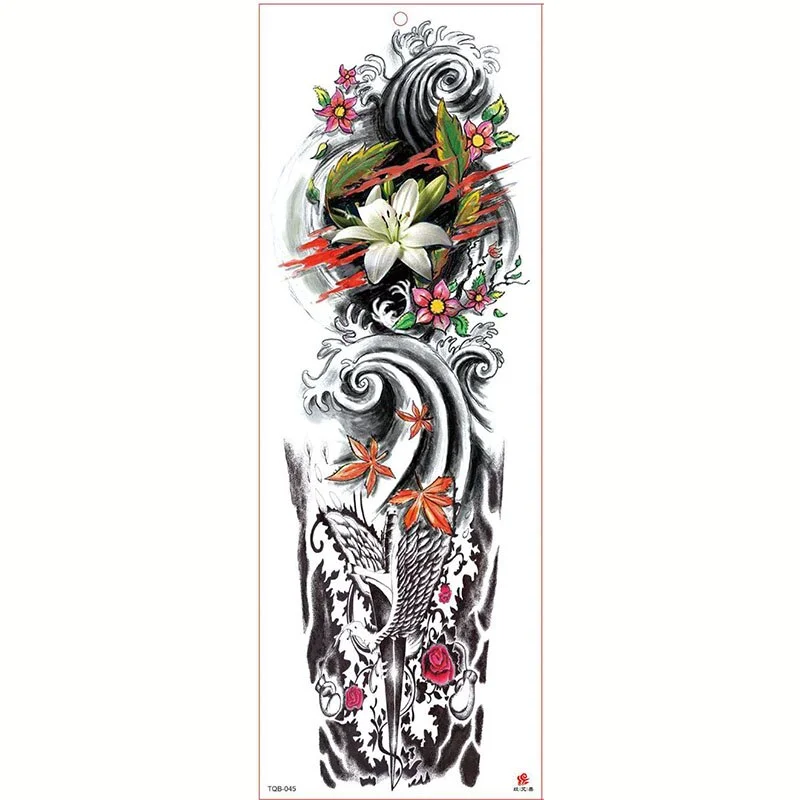 Lion Beast Rose Full Flower Body Art Tattoo Large Arm Sleeve Tattoo Waterproof Temporary Tattoo Sticker