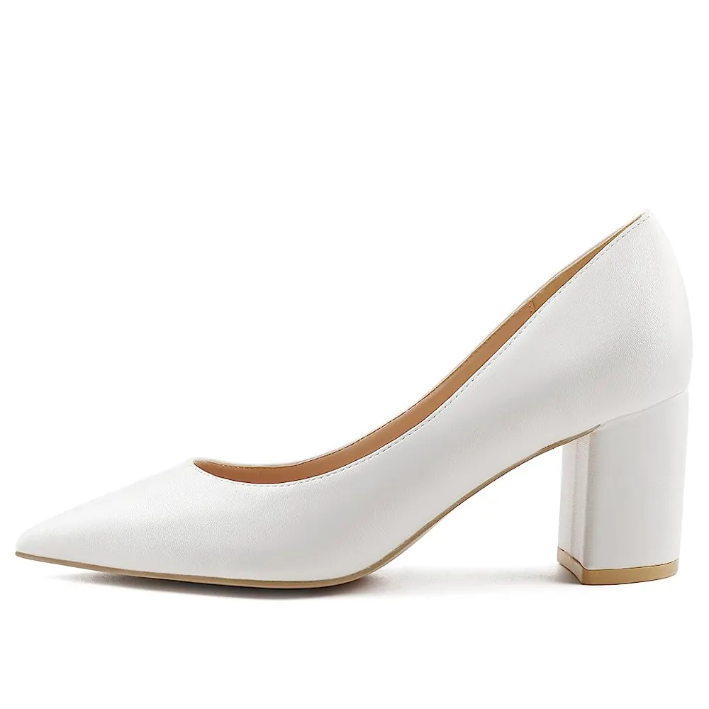 6.5cm /2.55 inch Chunky Heels Comfortable Middle Block Matte Pumps