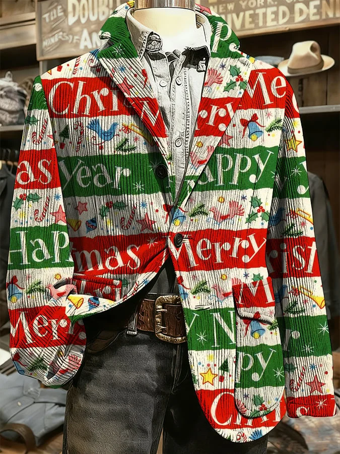 Men's Christmas Art Design Print Casual Coat 