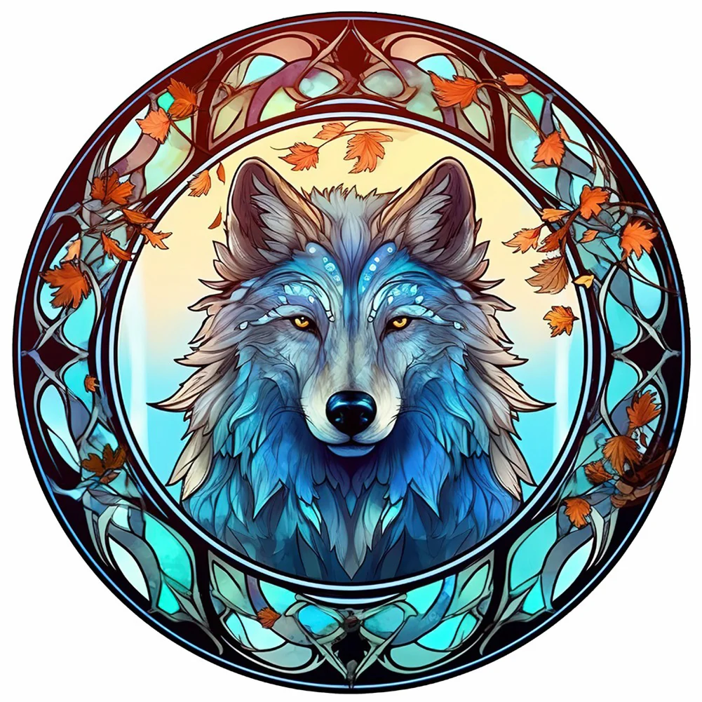 Diamond Painting - Full Round Drill - Stained Glass Wolf(30*30cm)