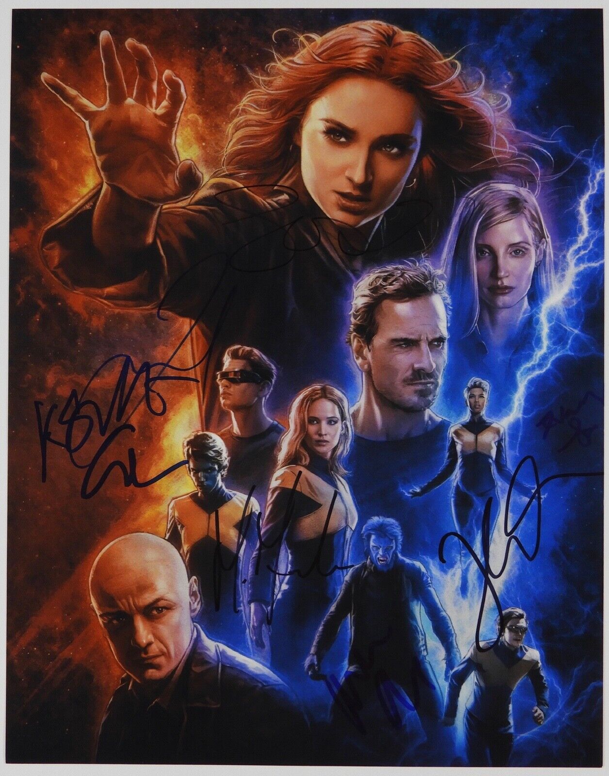 Dark Phoenix JSA Cast 8 signatures signed autograph 11x14 Photo Poster painting Sophie Turner