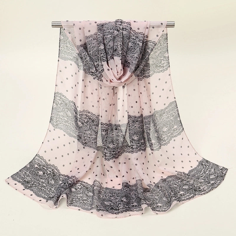 Women’s Sweet Flower Chiffon Printing Silk Scarf