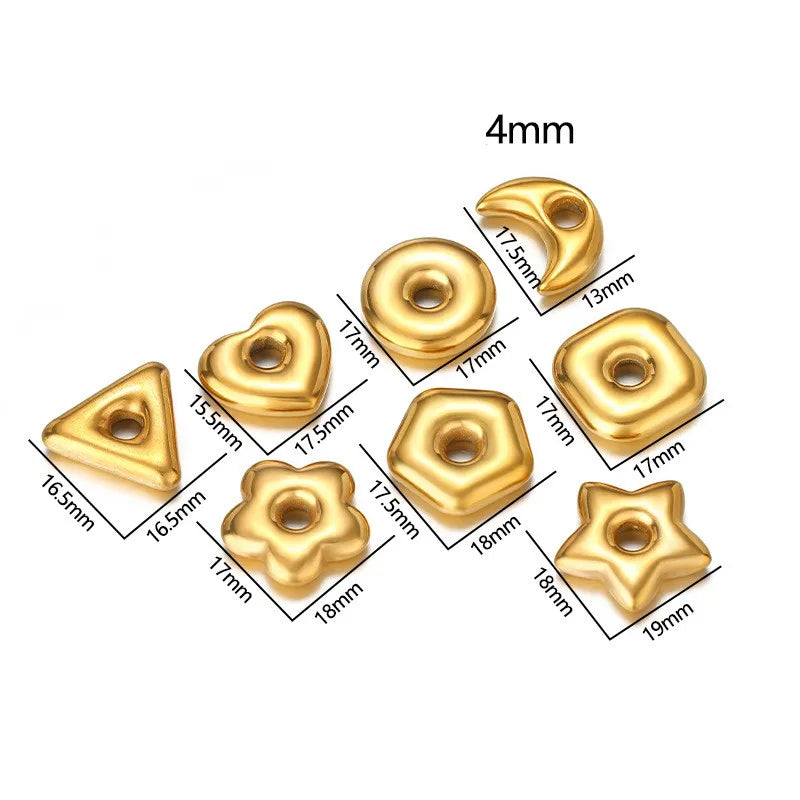 10 PCS/Package 16.5*16.5mm 18*17mm 19 * 18mm Hole 4~4.9mm 304 Stainless Steel Triangle Moon Flower Beads