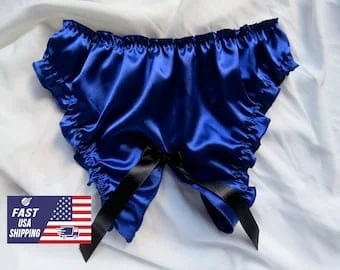 pornhint Pornhint Blue satin panties Crotchless bikini uncensored Curvy lingerie