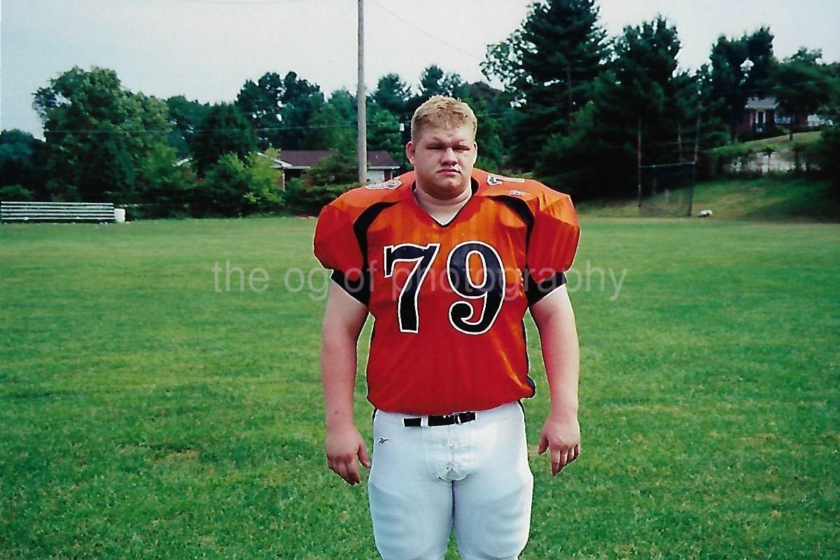 FOOTBALL BOY Young Man FOUND Photo Poster painting Original USA Color Portrait VINTAGE 06 25 N