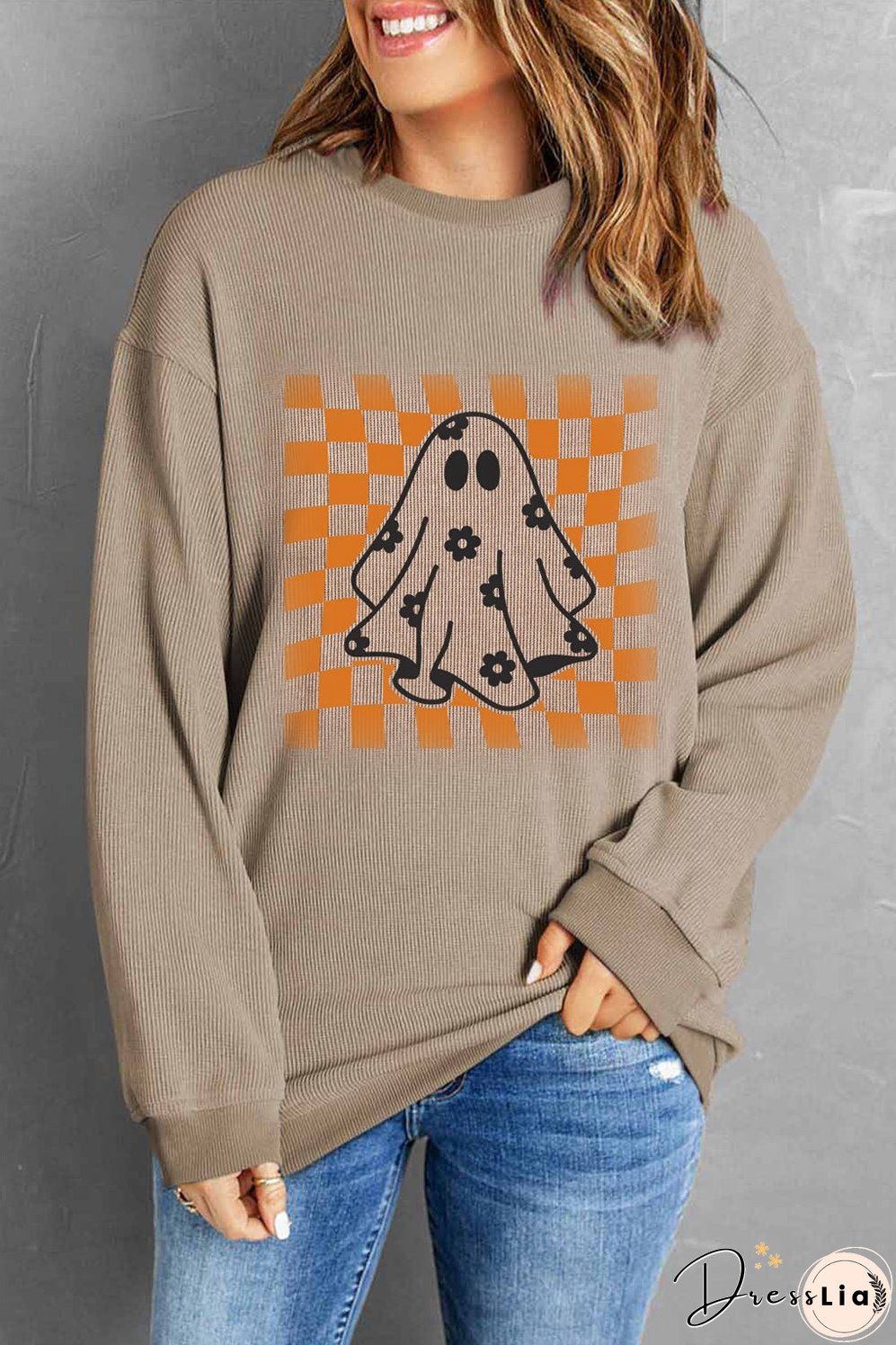 Ghost Round Neck Long Sleeve Sweatshirt