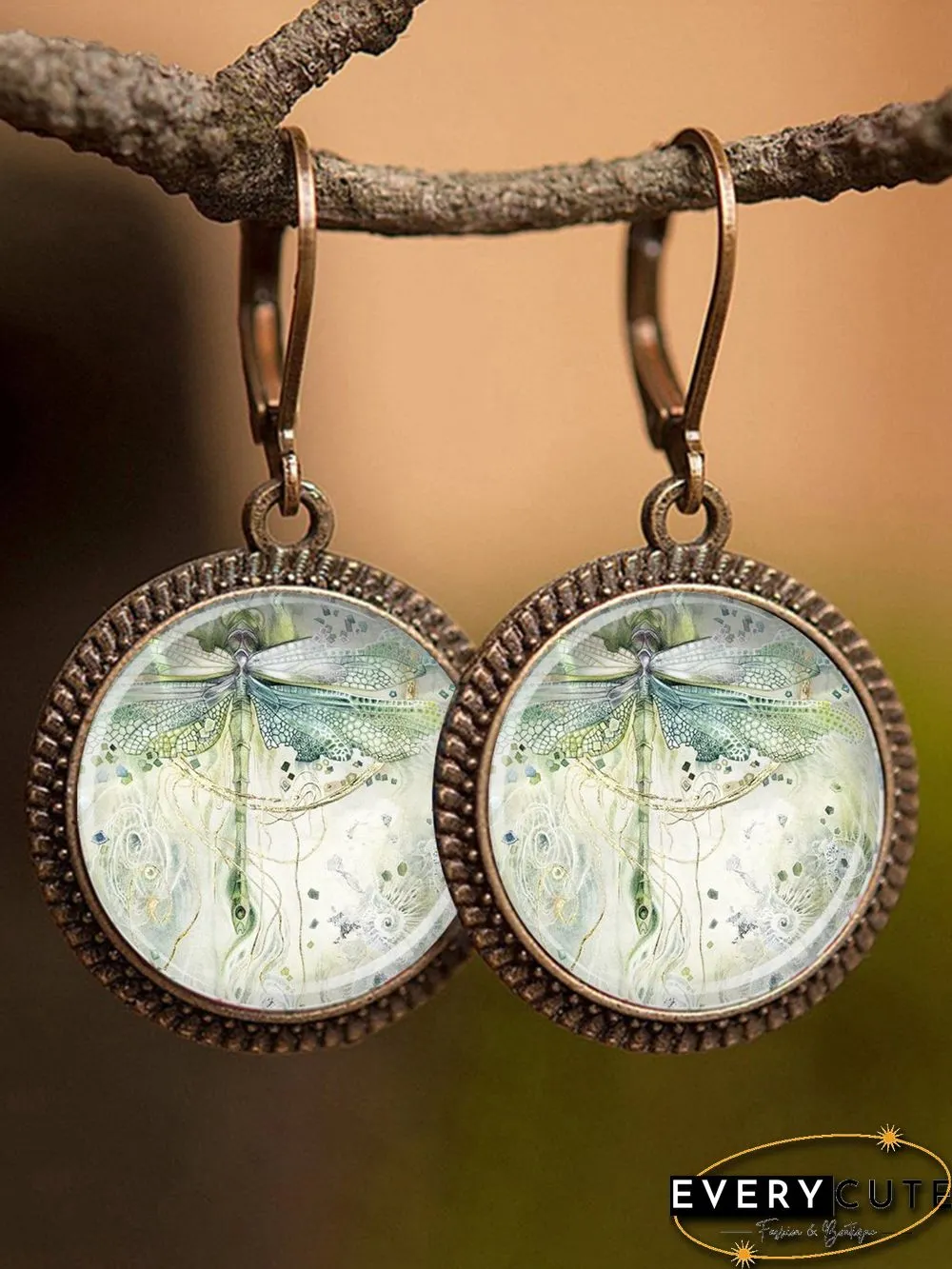 Casual Transparent Gem Dragonfly Earrings T-Shirt/Tee Matching