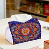 (24cm)Diamond Art Tissue Box Cover DIY PU Desktop Organizer Large(Mandala)