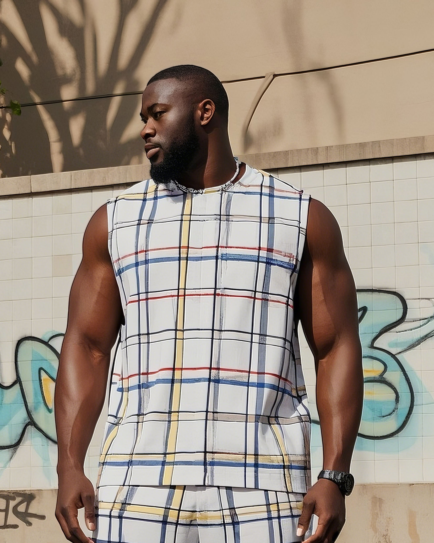 Big Boy Street Fashion Plaid Creative Vest Trousers Suit