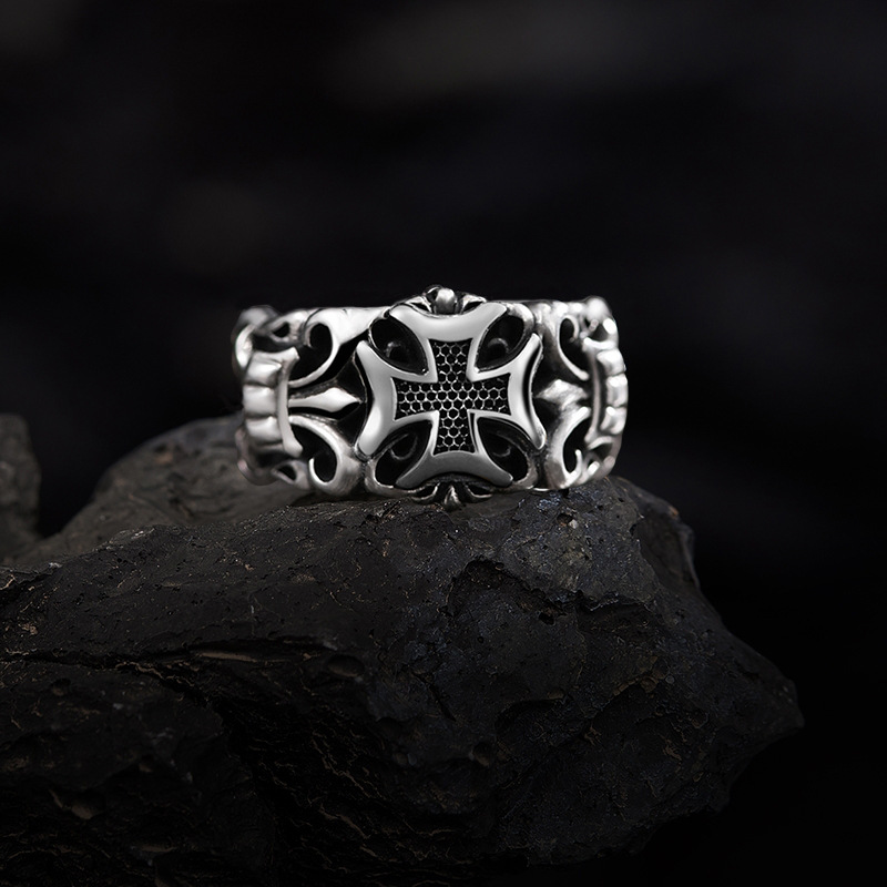 Celtic Knot Cross Anchor Guardian Open Ring: Blend of Heritage and Boldness 