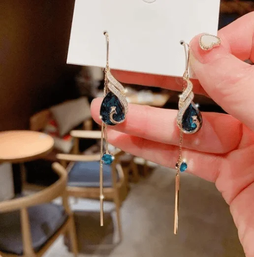 Peacock Sapphire Earrings