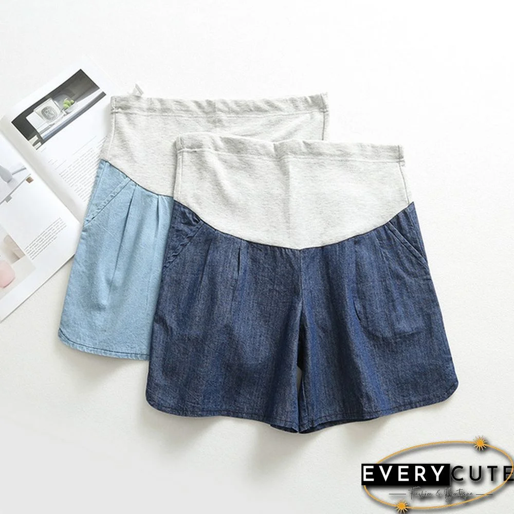 Maternity Pregnancy Women Pregnant Summer Denim Shorts Over Bump Pants Casual