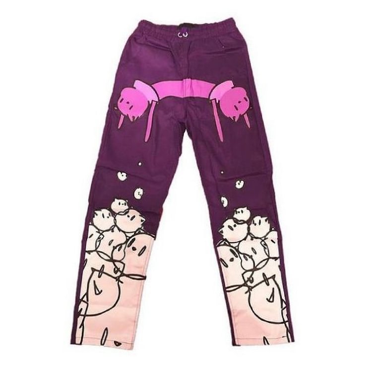 Personalized Purple Cartoon Print Pants