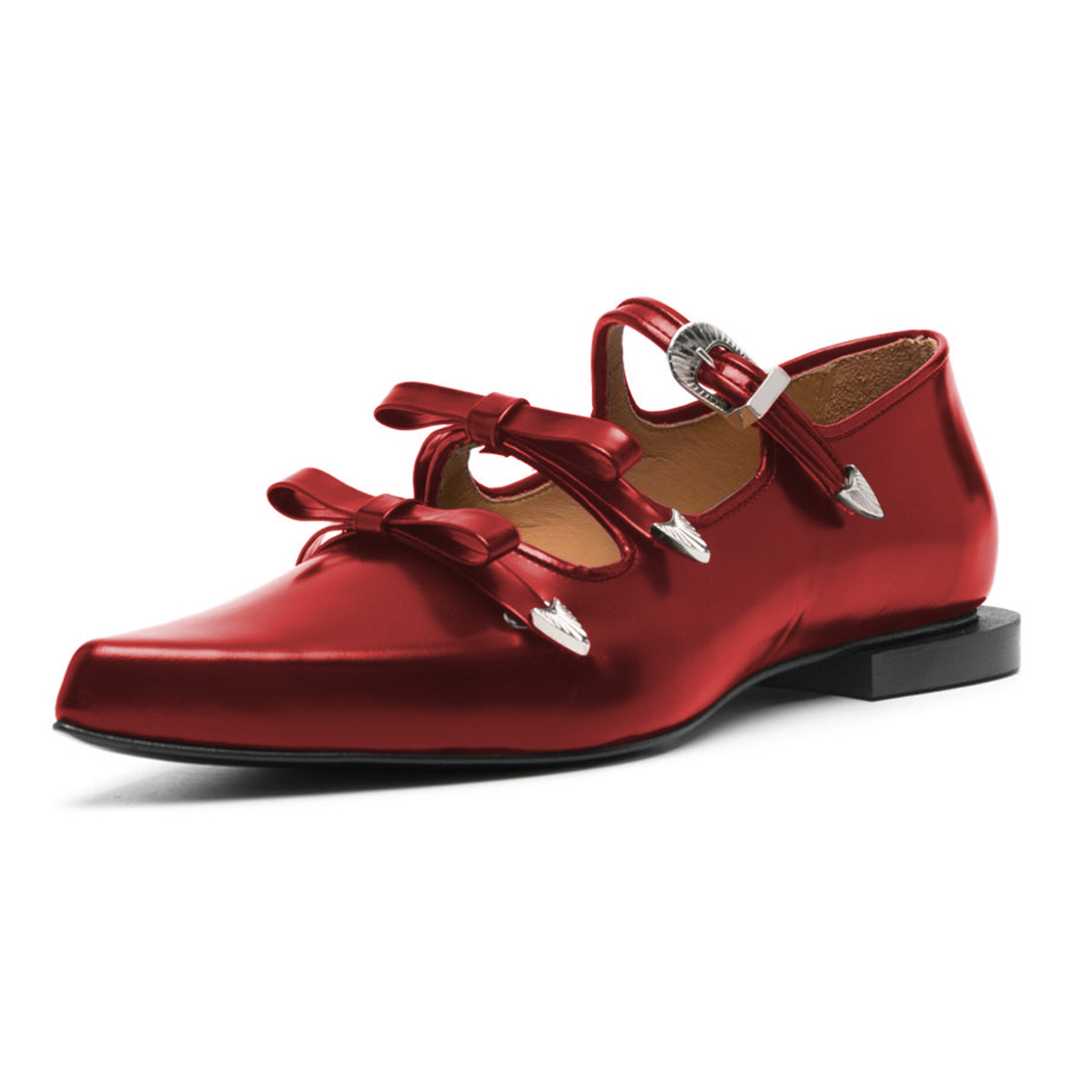 Fashion Pointed Toe Knot-Bow Red Casual Flats for Women Nicepairs