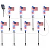 8Pcs American Flag Solar Stake Lights Weatherproof Garden Decorative Pole Flag Light Impact  Welcome Powered Outdoor Gardening Light for Outdoor Gardening Patio Yard