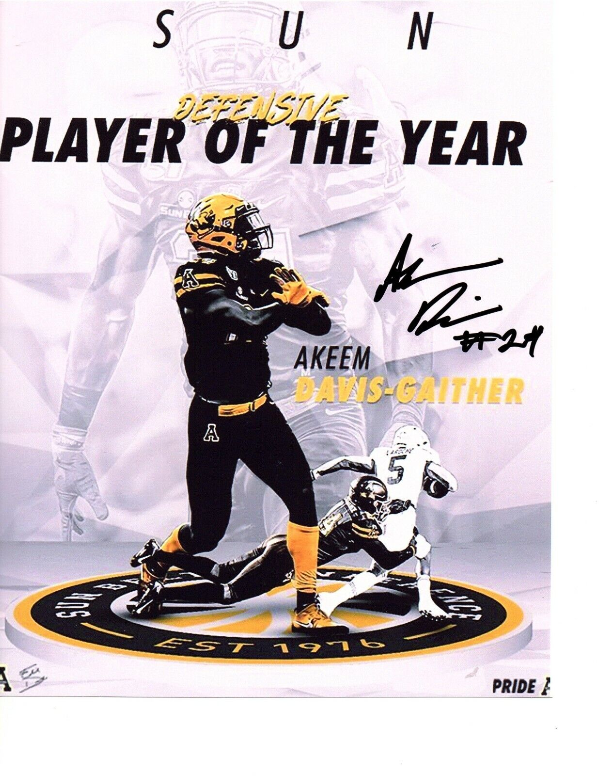 Akeem Davis-Gaither Appalachian State signed autographed 8x10 football Photo Poster painting