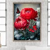 Papillon pivoine-plein diamant rond peinture-30 * 40cm