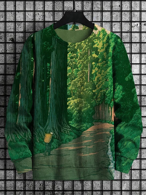 Men's Outdoor Forest Art Print Casual Sweatshirt